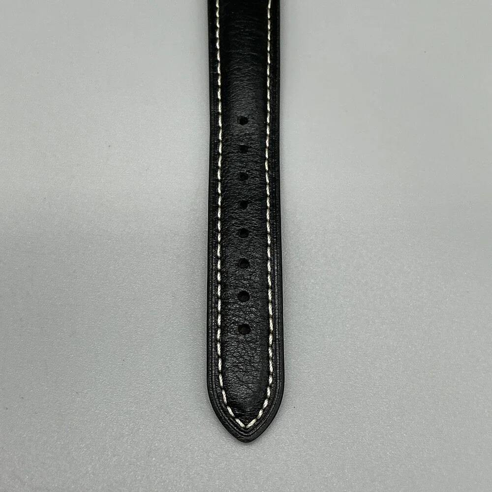 Vintage Lorus Mens Watch 33mm Mickey Mouse Dial Black Leather Disney New Battery